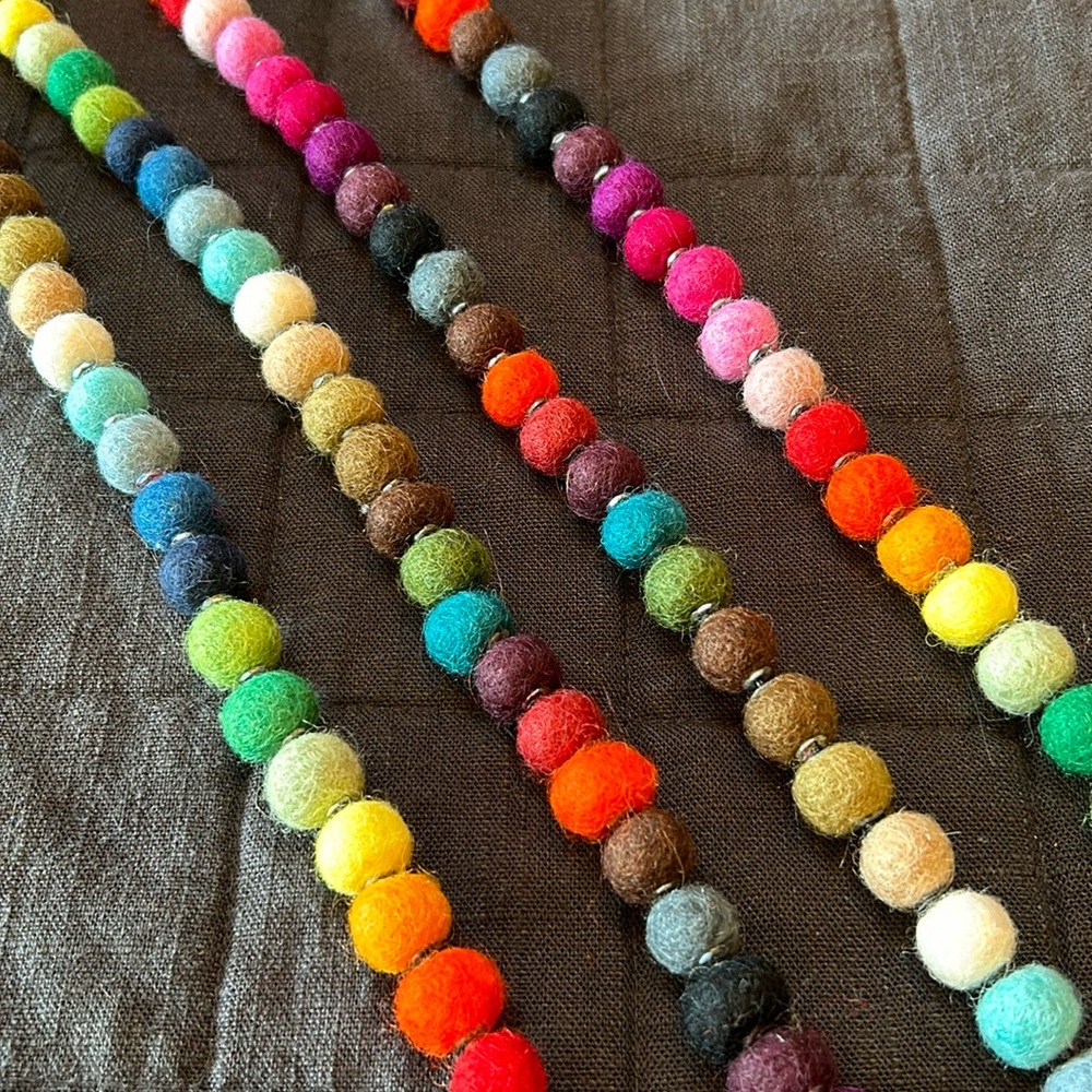 Handmade Rainbow Felt Necklace/Garland Pair